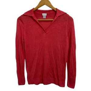 Chicos‎ Reddish Johnny Collared V Neck Long Sleeve Knit Sweater Size 0 US Small